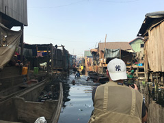 Makoko, an aquatic slum on stilts in the center of Lagos